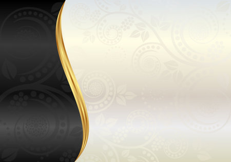 black and pearl background with floral motifのイラスト素材