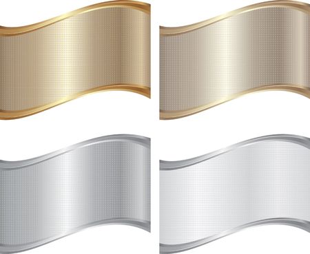 set of textured curved bannersのイラスト素材