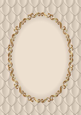 golden frame with decorative patternのイラスト素材