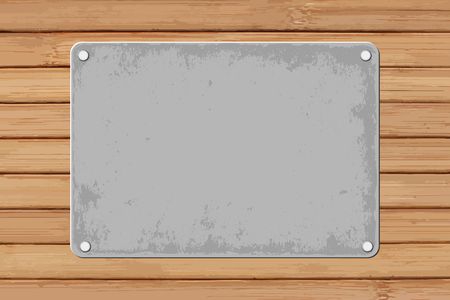 grunge plaque on wooden backgroundrのイラスト素材
