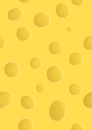 yellow cheese with holes, seamless patternのイラスト素材