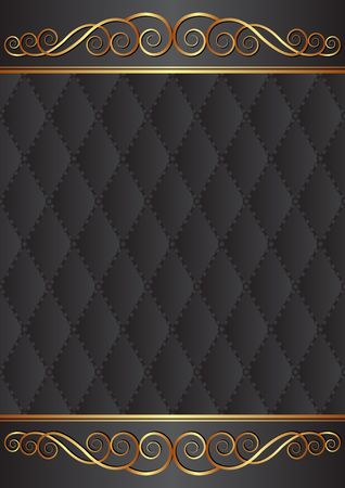 Black background with golden ornament and decorative patternのイラスト素材