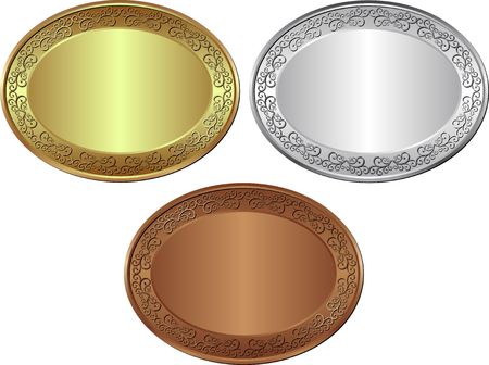 Isolated golden, silver and bronze medal illustration.のイラスト素材