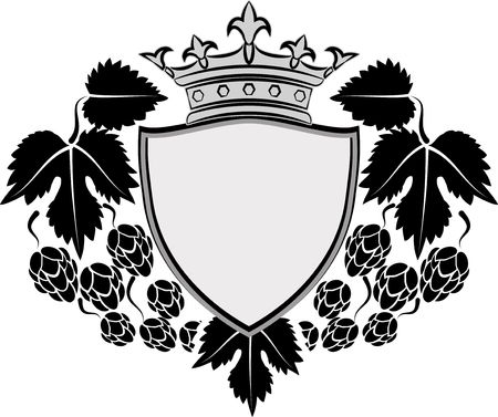 Isolated frame with crown and hop conesのイラスト素材