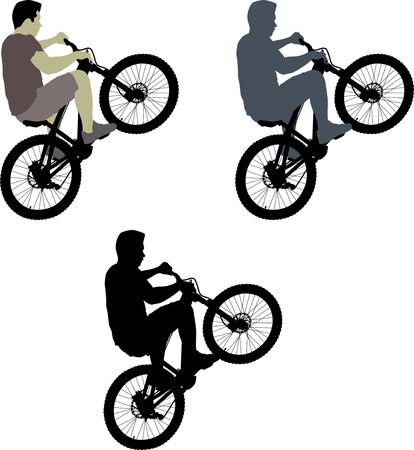 silhouette male on bicycleのイラスト素材