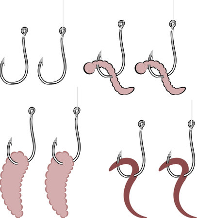 worm on fish hookのイラスト素材