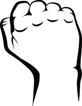 isolated clenched fist - line art illustrationのイラスト素材