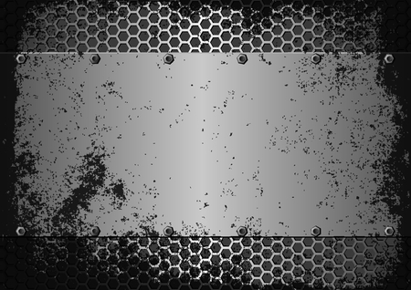 grunge steel sheet on metal grateのイラスト素材