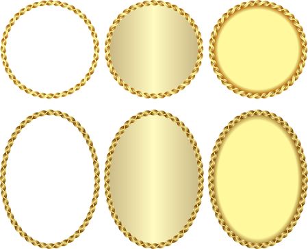 isolated golden frame with braided borderのイラスト素材