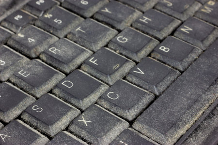Dirty and dusty computer keyboard