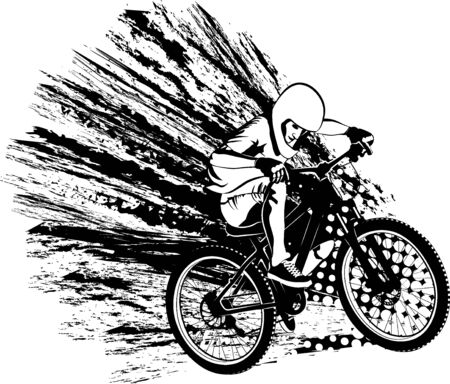 grunge monochrome illustration of cyclistのイラスト素材