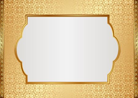 golden background with vintage pattern and elegant frameのイラスト素材