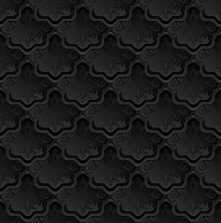 black background with vintage ornament, seamless patternのイラスト素材