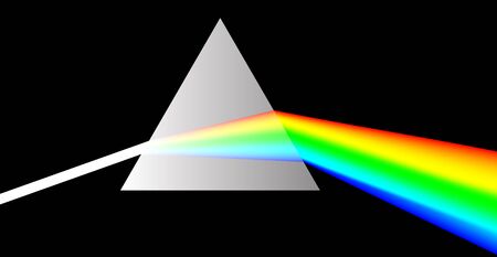 refract white light in prism and splitting into spectrumのイラスト素材