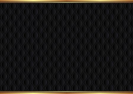 black background with vintage pattern and golden borderのイラスト素材