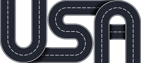 word USA in shape roadのイラスト素材