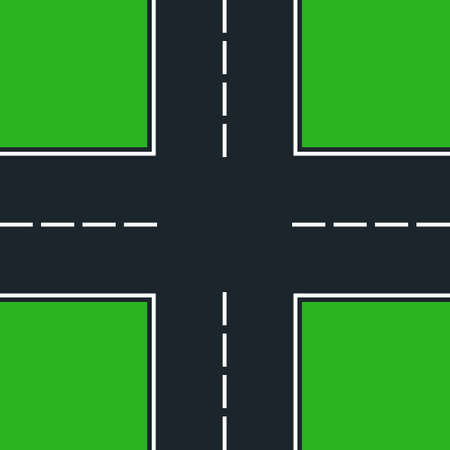 simple four-way intersectionのイラスト素材