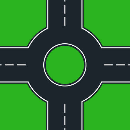 simple four-way roundaboutのイラスト素材