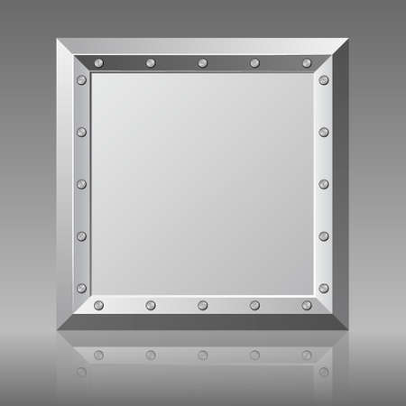 metal plaque and mirror reflection on gray backgroundのイラスト素材