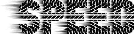 stylized word "speed" with tire tread patternのイラスト素材