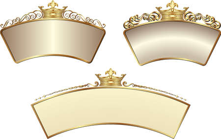 set of golden royal framesのイラスト素材