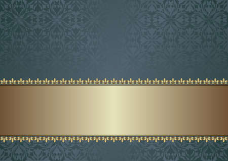 old fashioned background with vintage pattern and golden borderのイラスト素材
