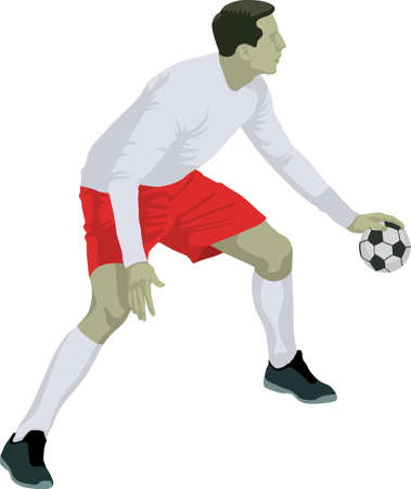 isolated handball player with the ballのイラスト素材
