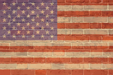 flag of USA on brick wallのイラスト素材