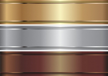 golden, silver and bronze metallic bannersのイラスト素材