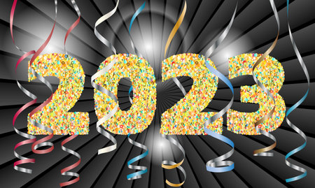 2023 numbers on black background