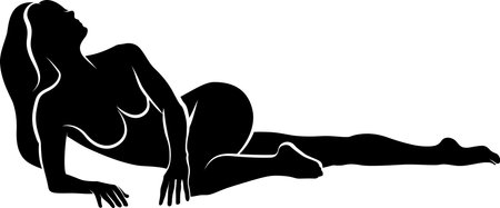 lying woman silhouetteのイラスト素材