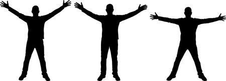 men with hands spreading wideのイラスト素材