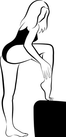 woman in beachwear creaming her legのイラスト素材