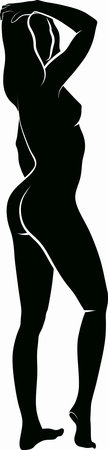 naked woman touching her headのイラスト素材
