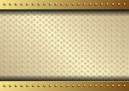 diamond plate texture, golden metallic backgroundのイラスト素材