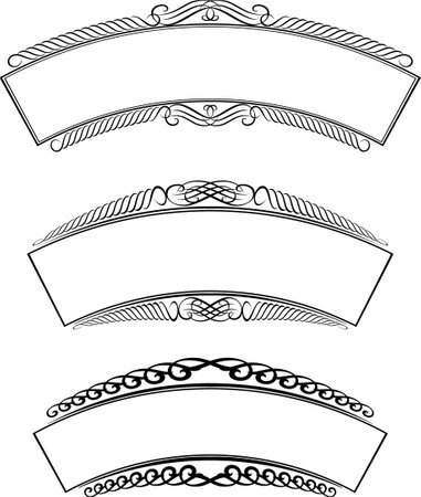 set of arched vintage framesのイラスト素材