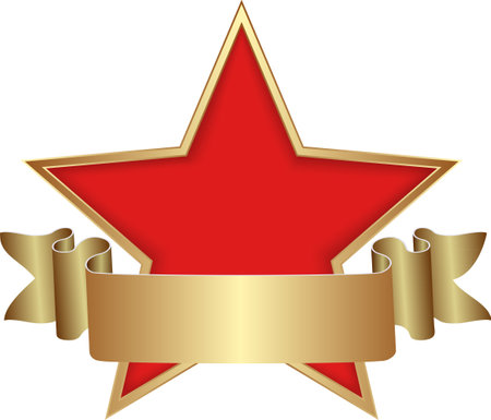 isolated star with golden ribbonのイラスト素材