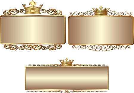 set of golden frames with crownのイラスト素材