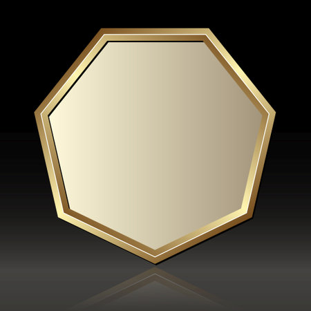 golden heptagon on black backgroundのイラスト素材