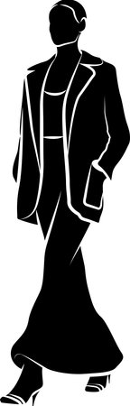 Fashion Women Silhouette. Vector monochromatic illustrationのイラスト素材