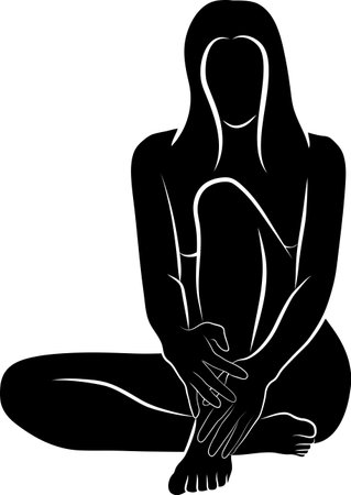 woman touching her legs silhouetteのイラスト素材