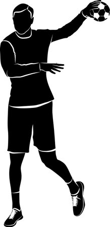 Silhouette of handball player - vector illustrationのイラスト素材