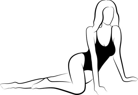 sketch of woman doing physical exercise. Vector illustrationのイラスト素材