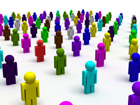 3d rendered image of colorful people