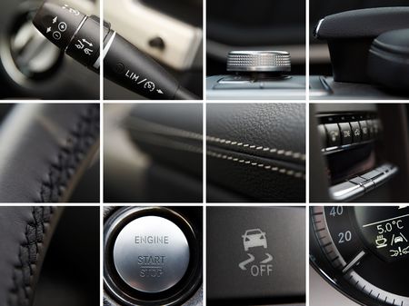 Car interior details collageの写真素材