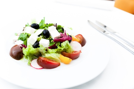 Greek salad with feta cheeseの写真素材