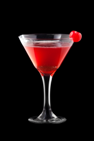 Grand Cosmopolitan coctail isolated on black backgroundの写真素材
