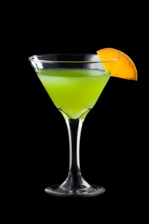 Fresh martini coctail isolated on black backgroundの写真素材
