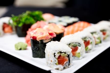 Roll set served on a plateの写真素材