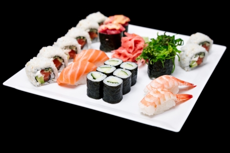 Roll set served on a plateの写真素材